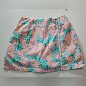 Vintage Sz 0 Lilly Pulitzer Dandi Lion Pink and Yellow Floral Mini Skort
